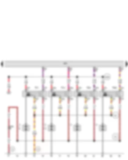 Wiring Diagram  VW PASSAT CC 2010 - Engine control unit - Ignition coil 1 with output stage - Ignition coil 2 with output stage - Spark plug connector - Spark plugs