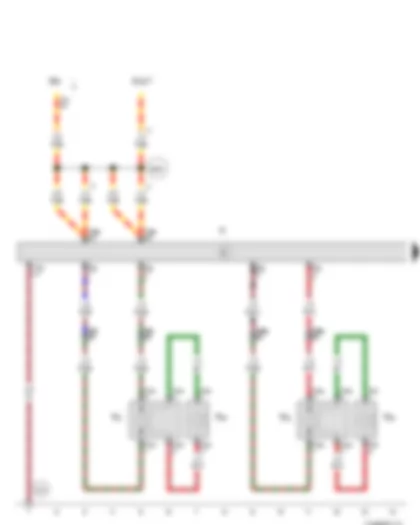Wiring Diagram  VW PASSAT CC 2010 - Radio - Front left treble loudspeaker - Front left bass loudspeaker - Front right treble loudspeaker - Front right bass loudspeaker - Fuse 8 on fuse holder B - Fuse 28 on fuse holder C