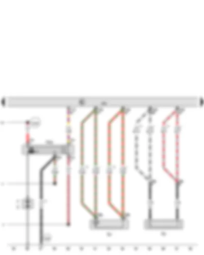 Wiring Diagram  VW PASSAT CC 2016 - Engine temperature sender - Knock sensor 1 - Engine control unit - Ignition coil 4 with output stage - Spark plug connector