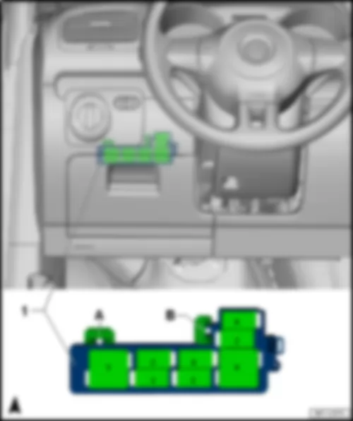 VW PASSAT CC 2017 Термопредохранители под передней панелью, с мая 2010 года