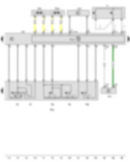 Wiring Diagram  VW PASSAT 2012 - Steering column combination switch - Airbag coil connector and return ring with slip ring - Horn plate - Multifunction steering wheel control unit - Steering column electronics control unit - Driver side airbag igniter