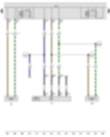 Wiring Diagram  VW PASSAT 2011 - Double washer pump relay 1 - Double washer pump relay 2 - Washer pump - Rear window wiper motor - Windscreen and rear window washer pump