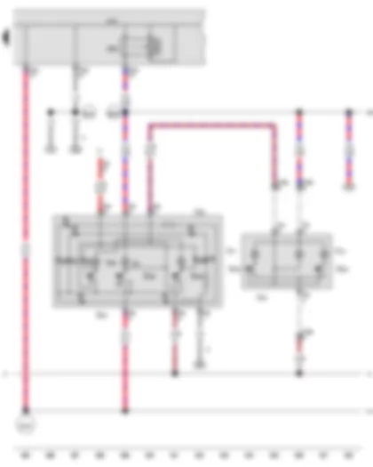 Wiring Diagram  VW PASSAT 2012 - Front interior light button - Driver side reading light button - Front passenger side reading light button - Terminal 30 voltage supply relay 2 - Front interior light - Left centre reading light - Right centre reading light - Rear interior light