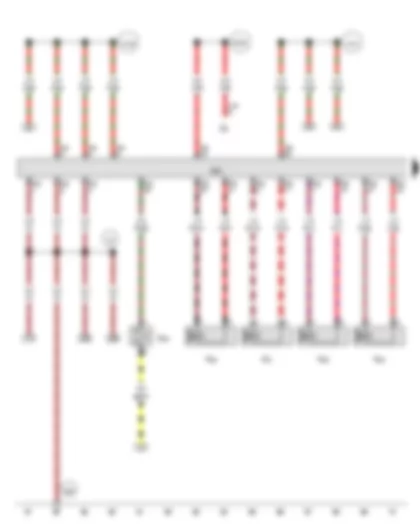 Wiring Diagram  VW PASSAT 2014 - Electronic ignition lock - Engine control unit - Injector - cylinder 1 - Injector - cylinder 2 - Injector - cylinder 3 - Injector - cylinder 4 - Heater element for crankcase breather