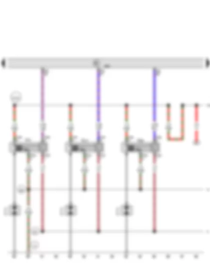 Wiring Diagram  VW PASSAT 2011 - Engine control unit - Ignition coil 1 with output stage - Ignition coil 2 with output stage - Ignition coil 3 with output stage - Spark plug connector - Spark plugs