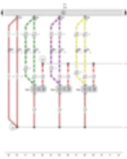 Wiring Diagram  VW PASSAT 2011 - Front centre left parking aid sender - Front left parking aid sender - Front left sender for park assist steering on left side of vehicle - Parking aid control unit - Park assist steering control unit