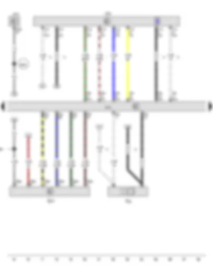 Wiring Diagram  VW PASSAT 2014 - Mobile telephone operating electronics control unit - Control unit with display for radio and navigation - Onboard supply control unit - Telephone microphone