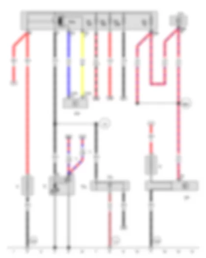Wiring Diagram  VW PASSAT 2011 - Battery - Starter - Suppression filter - Battery monitor control unit - Fuse 1 in fuse holder F - Fuse 2 in fuse holder F - Fuse 3 in fuse holder F - Fuse 4 in fuse holder F - Terminal 30 wiring junction