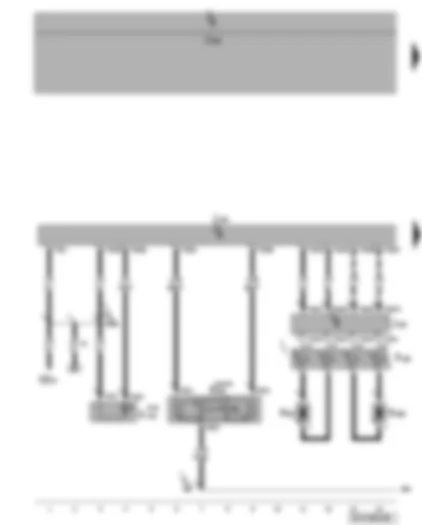 Wiring Diagram  VW PASSAT 2005 - Airbag control unit - igniter for driver airbag - warning lamp and key operated switch to deactivate front passenger airbag