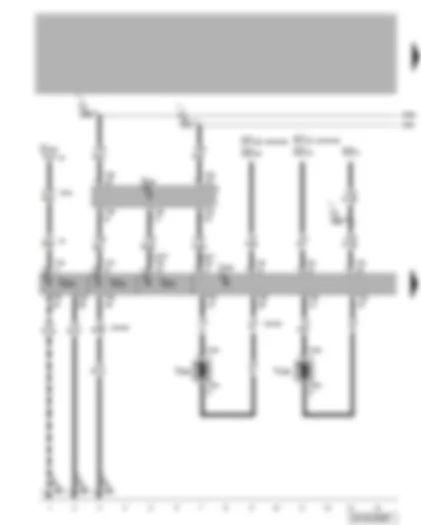 Wiring Diagram  VW PASSAT 2005 - Control unit for electromechanical parking brake - parking brake motor left and right - lateral acceleration sender - yaw rate sender - longitudinal acceleration sender
