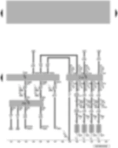 Электросхемa  VW PASSAT 2006 - Блок управления двигателя - блок управления свечей накаливания - свечи накаливания 1-4 - диагностический интерфейс шин данных - диагностический разъем