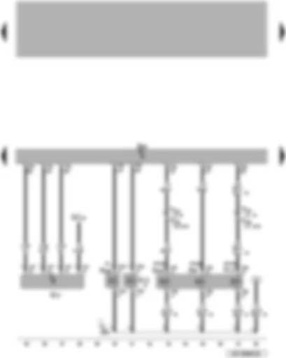 Электросхемa  VW PASSAT 2006 - Блок управления двигателя - расходомер воздуха - клапан рециркуляции ОГ - электромагнитный клапан ограничения давления наддува - перепускной клапан турбонагнетателя - переключающий клапан радиатора системы рециркуляции ОГ