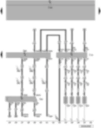 Wiring Diagram  VW PASSAT 2007 - Engine control unit - automatic glow period control unit - glow plugs 1-4 - data bus diagnosis interface - self-diagnosis connection