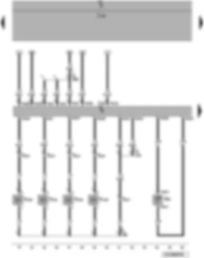 Wiring Diagram  VW PASSAT 2007 - Engine control unit - radiator outlet coolant temperature sender - unit injector valves of cylinders 1-4