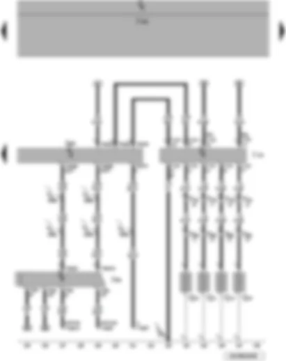 Электросхемa  VW PASSAT 2008 - Блок управления двигателя - блок управления свечей накаливания - свечи накаливания 1-4 - диагностический интерфейс шин данных - диагностический разъем