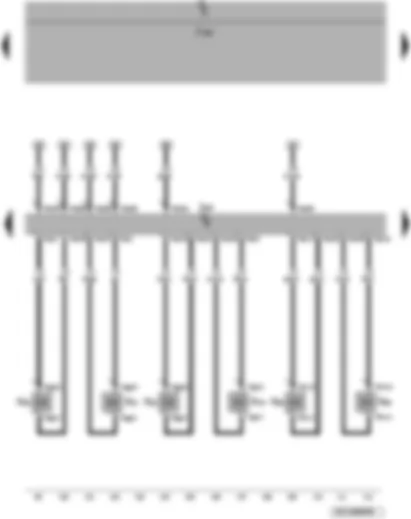 Электросхемa  VW PASSAT 2008 - Блок управления двигателя - форсунки цилиндров 1-6