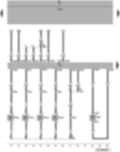 Wiring Diagram  VW PASSAT 2008 - Engine control unit - radiator outlet coolant temperature sender - unit injector valves for cylinders 1-4