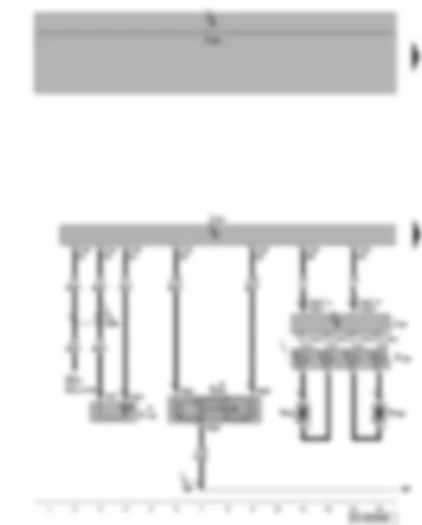Wiring Diagram  VW PASSAT 2010 - Airbag control unit - driver airbag igniter - warning light and key operated switch to deactivate front passenger airbag - airbag coil connector and return spring with slip ring