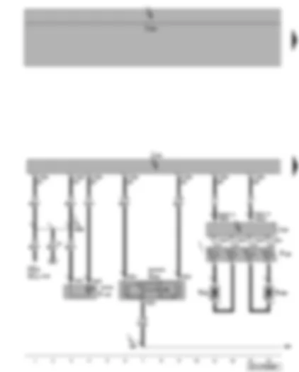 Wiring Diagram  VW PASSAT 2010 - Airbag control unit - driver side airbag igniter - warning light and key operated switch to deactivate front passenger side airbag - steering column electronics control unit - airbag coil connector and return spring with slip ring
