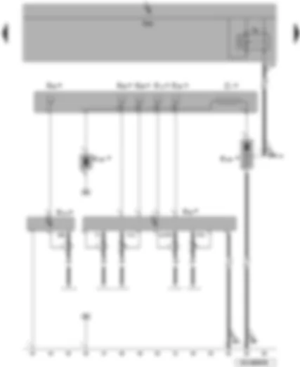 Wiring Diagram  VW PASSAT 2009 - Aerials (saloon) - aerial amplifier - FM frequency modulation filter - heated rear window relay - heated rear window