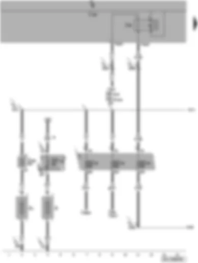 Wiring Diagram  VW PASSAT 2010 - Battery - second battery - auxiliary heater operation relay - auxiliary heater control unit - X-contact relief relay - fuses