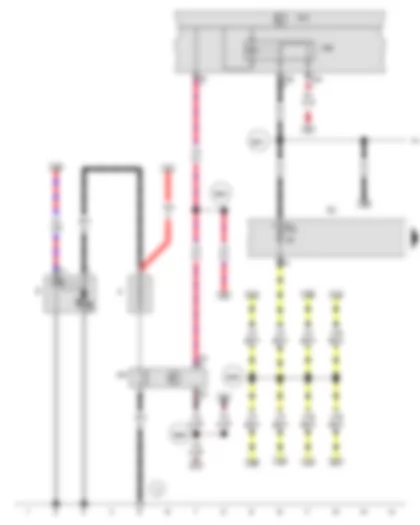 Wiring Diagram  VW PASSAT 2010 - Battery - Starter - Terminal 15 voltage supply relay - Battery monitor control unit - Onboard supply control unit - Fuse holder C