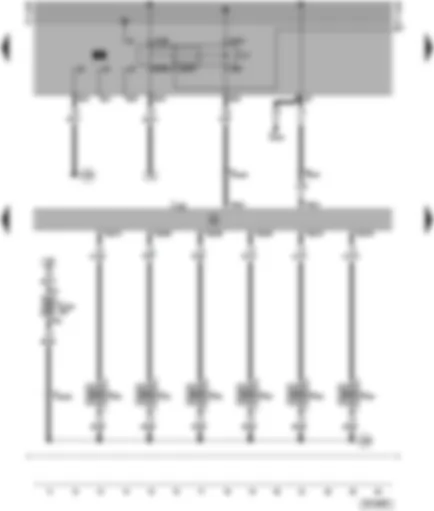 Wiring Diagram  VW PASSAT 1998 - Motronic control unit - injectors fuel pump relay