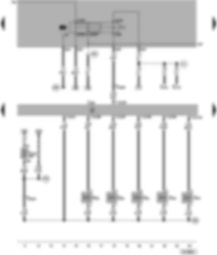Wiring Diagram  VW PASSAT 1999 - Motronic control unit - fuel pump relay - injectors - charge pressure control solenoid valve