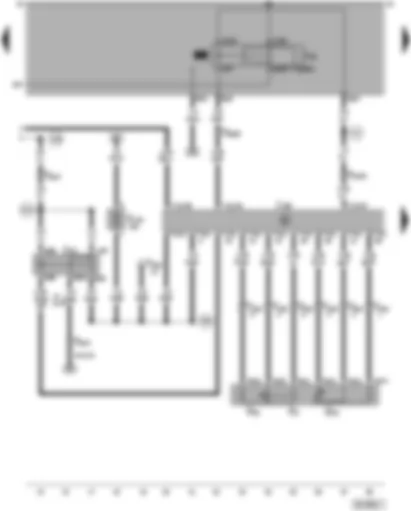 Wiring Diagram  VW PASSAT 2000 - Diesel direct injection system control unit - kickdown switch - idling speed switch - accelerator position sender - relay for terminal 30 voltage supply and glow plugs