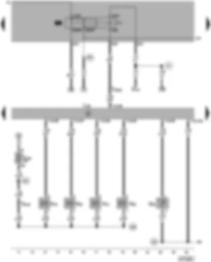 Wiring Diagram  VW PASSAT 2003 - Motronic control unit - fuel pump relay - injectors 1-4 - intake air temperature sender