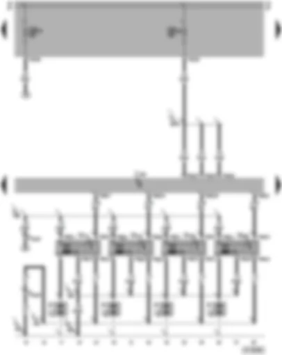 Wiring Diagram  VW PASSAT 2005 - Engine control unit - ignition coils 1 to 4 with output stage - spark plugs - spark plug connector