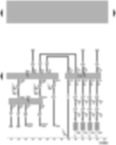Электросхемa  VW PASSAT 2006 - Блок управления двигателя - блок управления свечей накаливания - свечи накаливания 1-4 - диагностический интерфейс шин данных - диагностический разъем