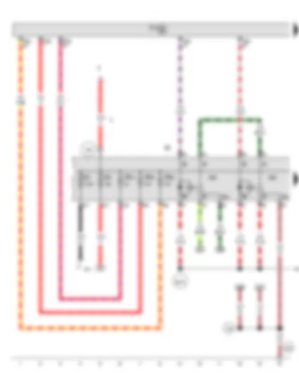 Wiring Diagram  VW PASSAT 1983 - Wiper motor change-over relay 1 - Wiper motor change-over relay 2 - Vehicle electrical system control module - Fuse 1 (on fuse panel A) - Fuse 4 (on fuse panel A) - Fuse panel B