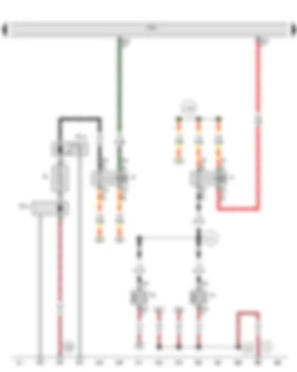 Wiring Diagram  VW PASSAT 1983 - High tone horn - Low tone horn - Dual tone horn relay - Rear window defogger relay - Vehicle electrical system control module - Rear window defogger