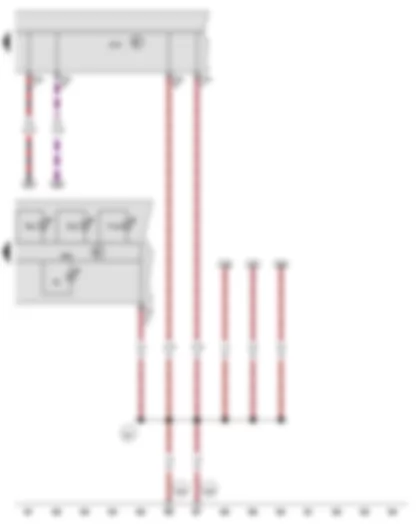 Wiring Diagram  VW PASSAT 2012 - Control unit in dash panel insert - Onboard supply control unit - Coolant temperature and coolant shortage warning lamp - Reserve fuel warning lamp