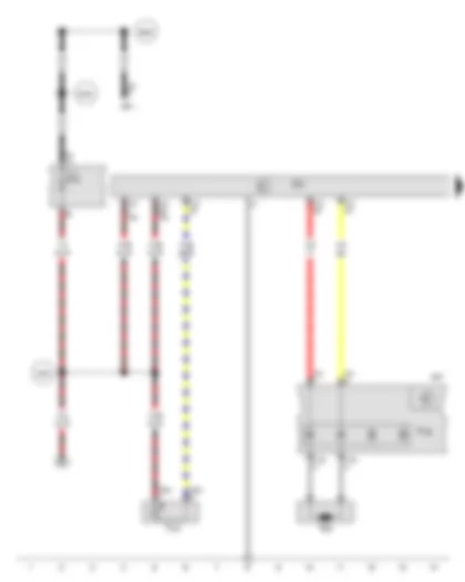 Wiring Diagram  VW PASSAT 1984 - Airbag spiral spring/return spring with slip ring - Airbag control module - Steering column electronics control module - Front passenger airbag -disabled- indicator lamp - Driver airbag igniter - Fuse 2 (on fuse panel C)