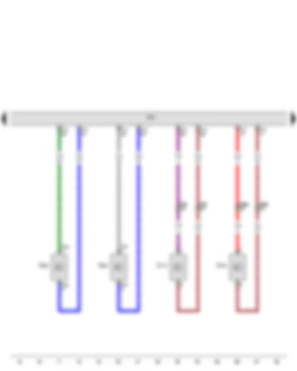 Wiring Diagram  VW PASSAT 1984 - Driver side airbag crash sensor - Front passenger side airbag crash sensor - Driver front airbag crash sensor - Front passenger front airbag crash sensor - Airbag control module