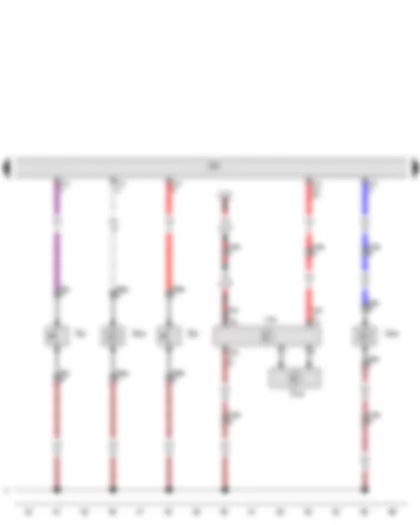 Wiring Diagram  VW PASSAT 1984 - Driver seat belt switch - Front passenger seat belt switch - Front passenger seat occupant sensor - Driver seat position sensor - Front passenger seat position sensor - Airbag control module - Passenger occupant detection system control module