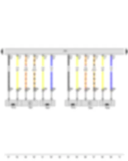 Wiring Diagram  VW PASSAT 1984 - Driver belt force limiter - Front passenger belt force limiter - Airbag control module - Driver seat belt tensioner igniter 1 - Front passenger seat belt tensioner igniter 1 - Driver seat belt tensioner igniter 2 - Front passenger seat belt tensioner igniter 2