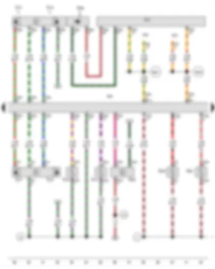 Wiring Diagram  VW PASSAT 1983 - Sunlight photo sensor - Left vent temperature sensor - Right vent temperature sensor - Air quality sensor - Left footwell vent temperature sensor - Evaporator temperature sensor - Light recognition sensor - Climatronic control module - Vehicle electrical system control module