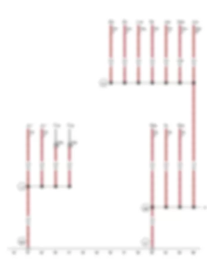 Wiring Diagram  VW PASSAT 2014 - Earth point - lower part of right A-pillar - Earth connection 1 - in main wiring harness - Earth point - on left headlight