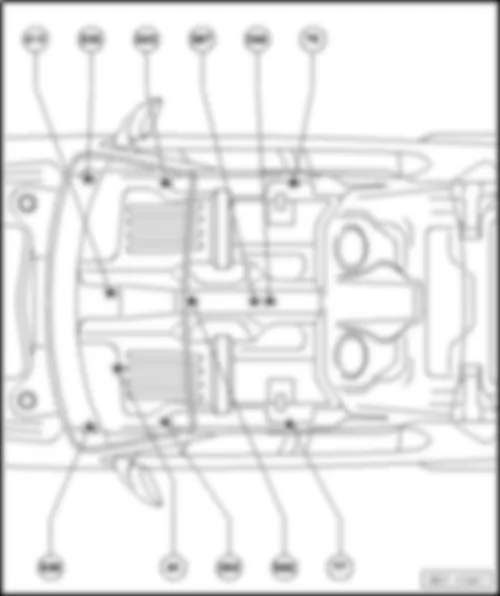 VW PASSAT 2008 Перечень точек соединения с массой в моторном отсеке