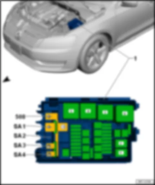 VW PASSAT 2012 Fitting location fuse holder A SA