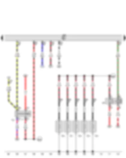Wiring Diagram  VW PHAETON 2007 - Brake light switch - Brake pedal switch - Glow plug relay - Engine control unit - Glow plug 1 - Glow plug 2 - Glow plug 3 - Glow plug 4 - Glow plug 5