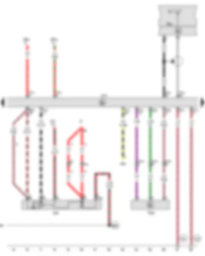 Wiring Diagram  VW PHAETON 2015 - Starter - Entry and start authorisation control unit - Terminal 75 voltage supply relay 1 - Terminal 50 voltage supply relay - Aerial - Aerial amplifier