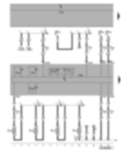Wiring Diagram  VW PHAETON 2002 - Brake pad wear indicator - stabilisation program warning lamp TCS/ESP - ABS and braking system warning lamp - emergency battery operation warning lamp - onboard supply voltage indicator