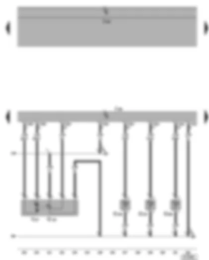 Wiring Diagram  VW PHAETON 2002 - Climatronic control unit - defroster flap control motor - left heat exchanger temperature sensor - right heat exchanger temperature sensor - evaporator temperature sensor