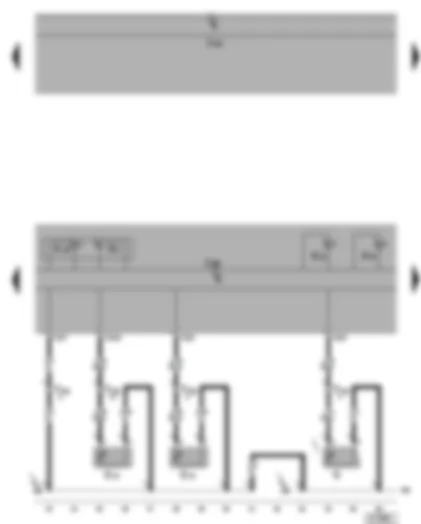 Wiring Diagram  VW PHAETON 2002 - Coolant shortage indicator sender - coolant temperature gauge - washer fluid level sender - fuel gauge sender - warning lamp for seat belt warning system and airbag