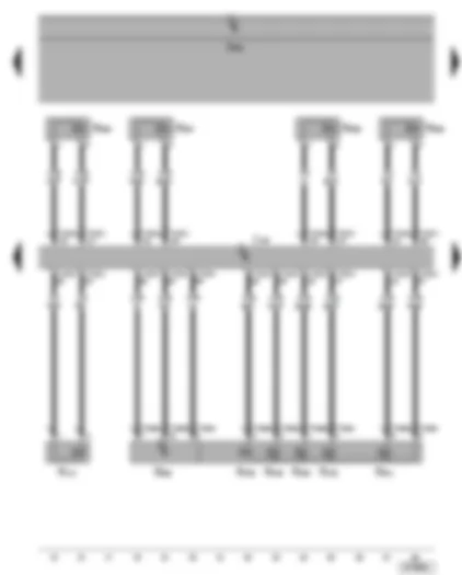 Wiring Diagram  VW PHAETON 2002 - Adaptive suspension control unit - adaptive suspension pressure sender - suspension strut valve - shock absorber damper adjustment valves - adaptive suspension pressure accumulator valve