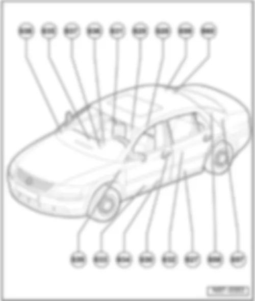 VW PHAETON 2015 Перечень точек соединения с массой в салоне